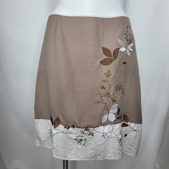 New York City Design Co Dresses & Skirts - New York City Design Co Linen Blend SKIRT Womens Sz 20W Floral Beaded Embroidery
